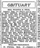 Emma (Lewis) Peck 1934 obituary